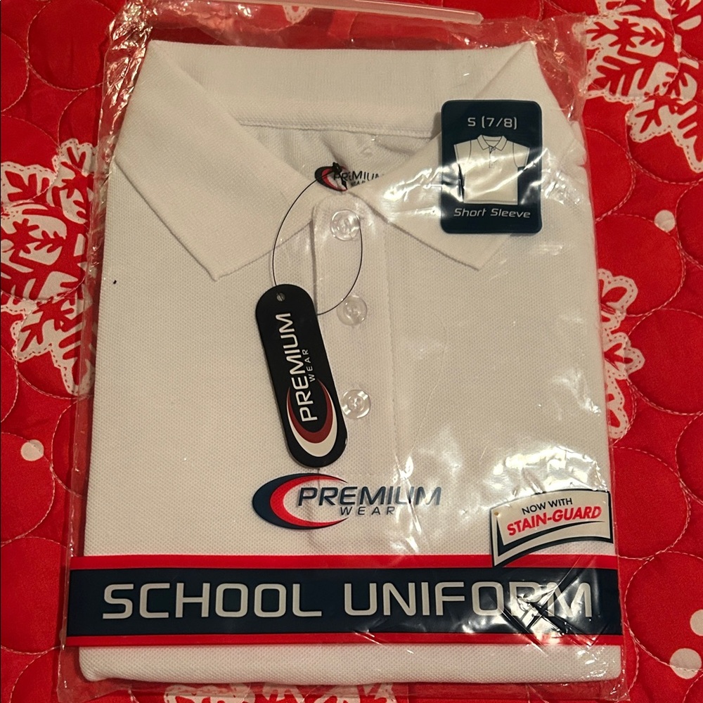 NWT PREMIUM SS White Uniform shirt Size 7/8
